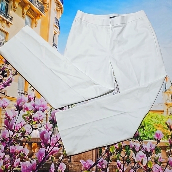 Lafayette 148 New York Straight-Leg White Trousers Pants Size 10 - Picture 1 of 6